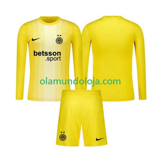 Camisola Inter de Milão Guarda-redes Criança Equipamento Segundo 2025-2026 Manga Comprida